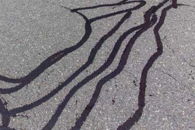 Cracks freshly sealed in parking lot in jacksonville Fl